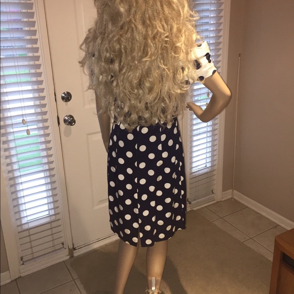 VTG 80’s 90’s Navy Blue White Polka Party Dress - Picture 7 of 7